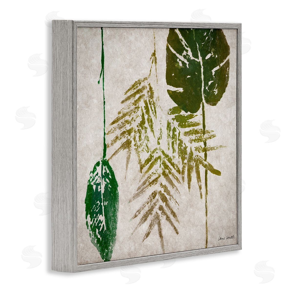 Botanical Leaf Impressions Grey Frame Print Wall Art, Home Decor by Lanie Loreth