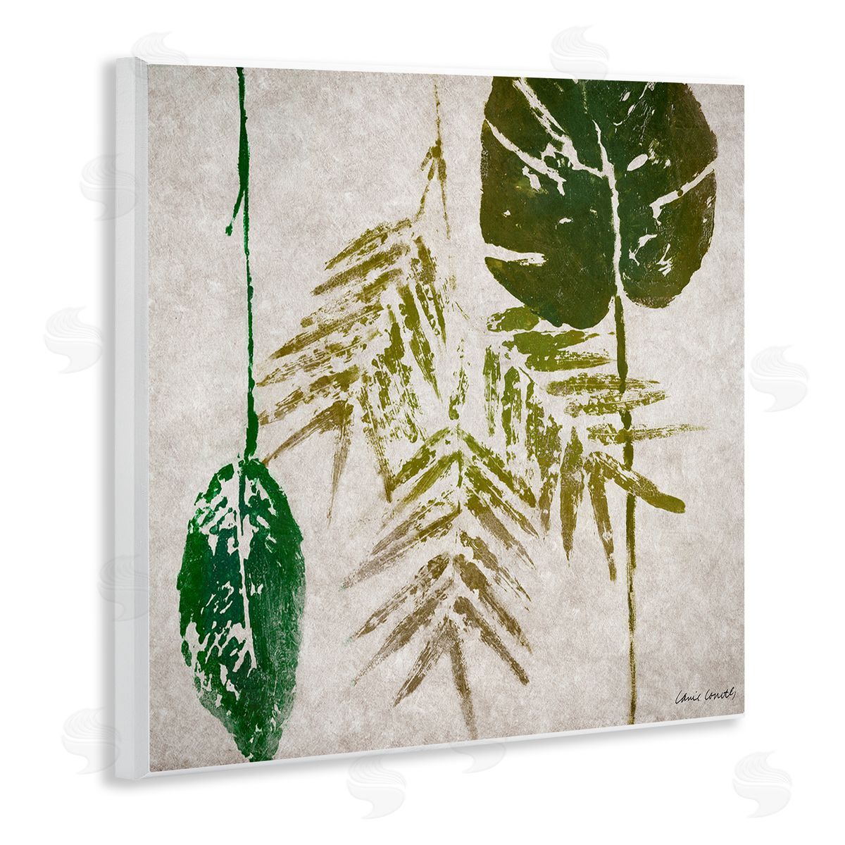 Botanical Leaf Impressions Wood Plaque Wall Art, Home Decor by Lanie Loreth