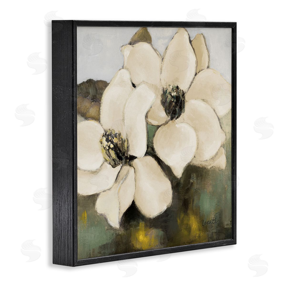 Magnolia Blossom Duo Black Frame Print Wall Art, Home Decor by Lanie Loreth