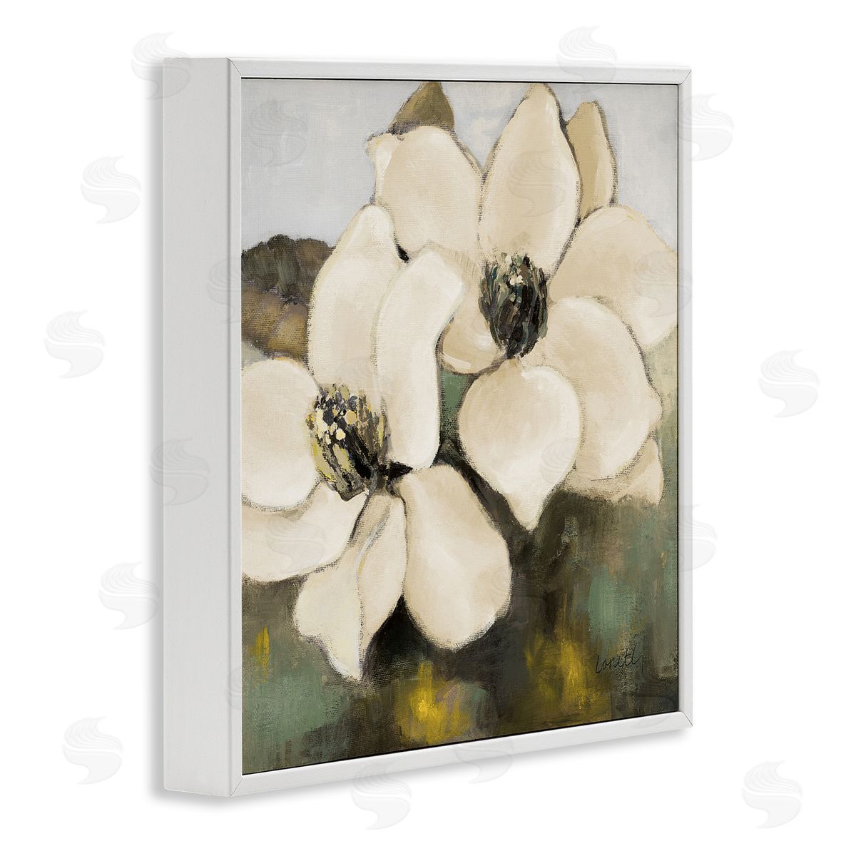 Magnolia Blossom Duo White Frame Print Wall Art, Home Decor by Lanie Loreth
