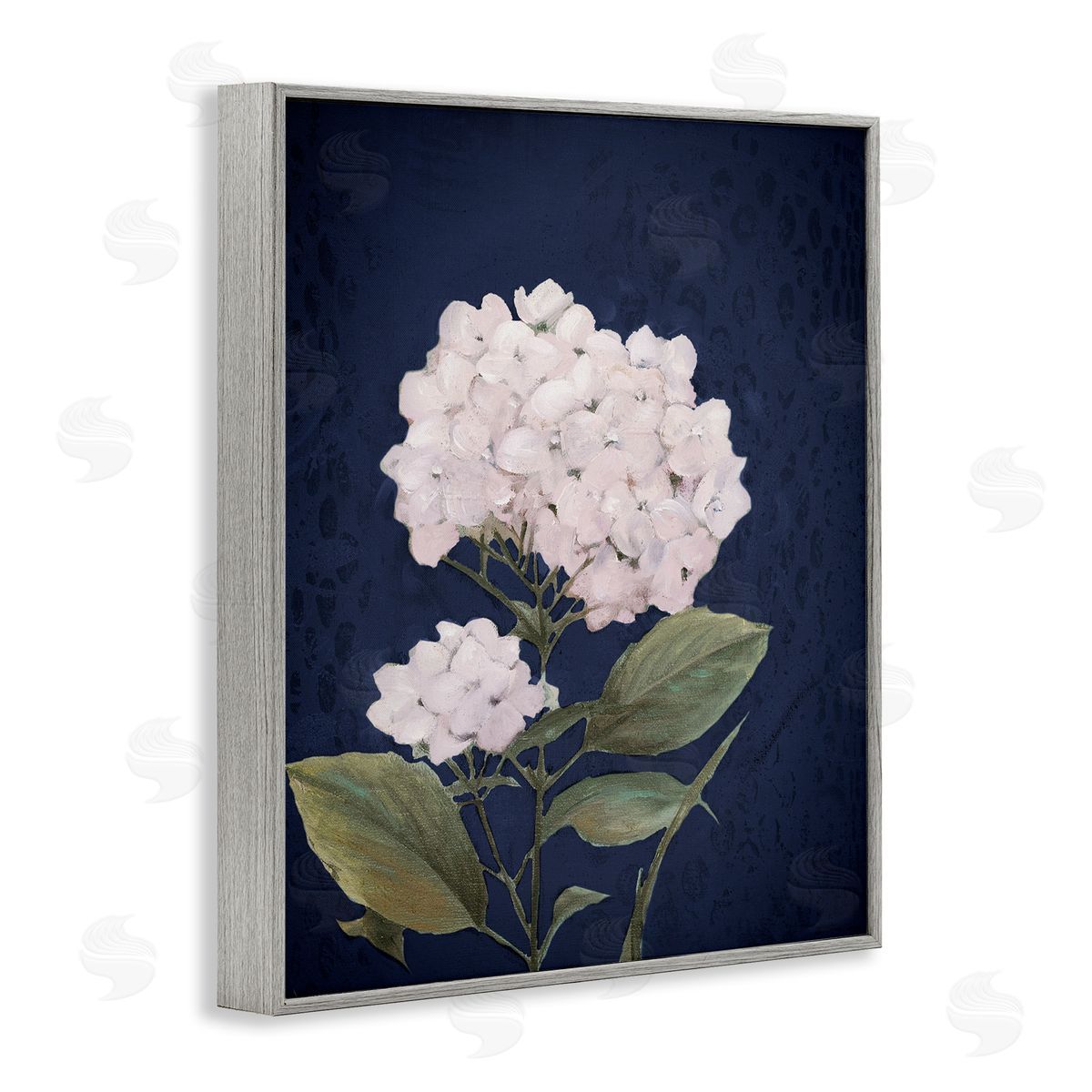 White Hydrangea Blossom Grey Frame Print Wall Art, Home Decor by Patricia Pinto