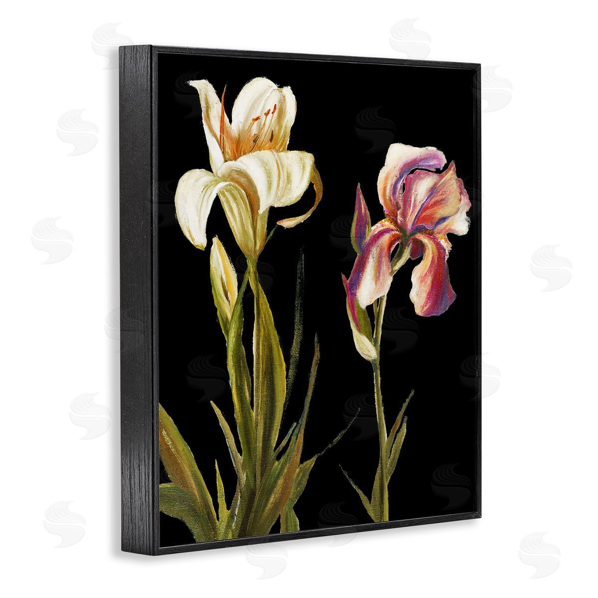 Alluring Iris Blooms Black Frame Print Wall Art, Home Decor by Patricia Pinto