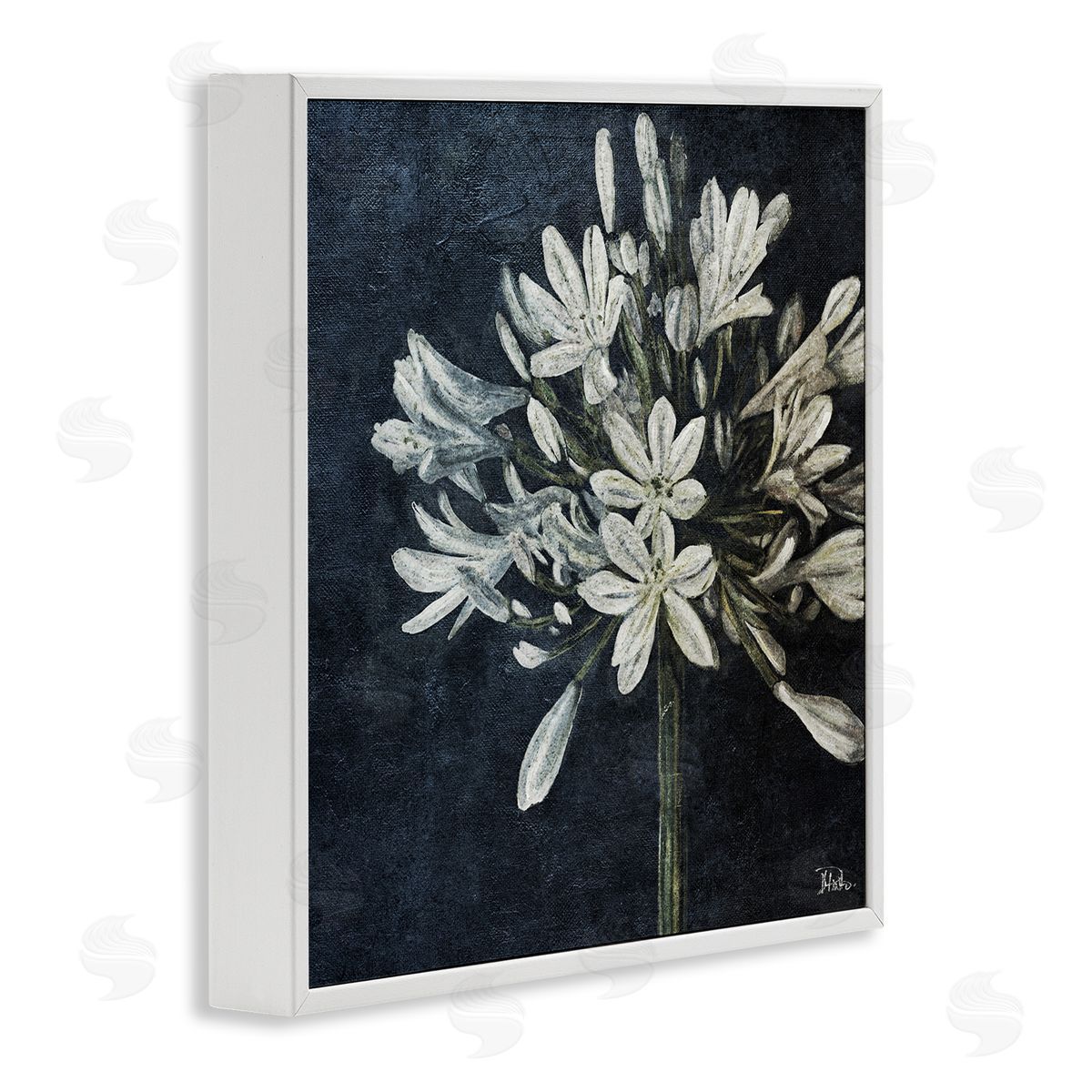 White Herb Blooms White Frame Print Wall Art, Home Decor by Patricia Pinto