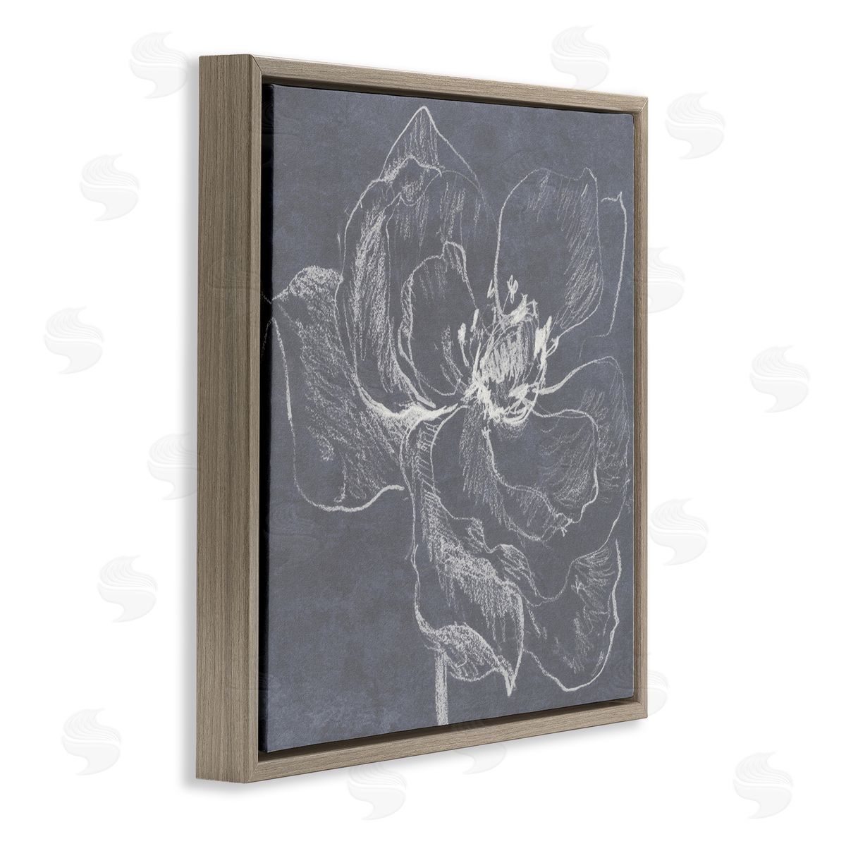 Lanie Loreth Magnolia Doodle Outline Brown Floating Frame Canvas Wall Art Print