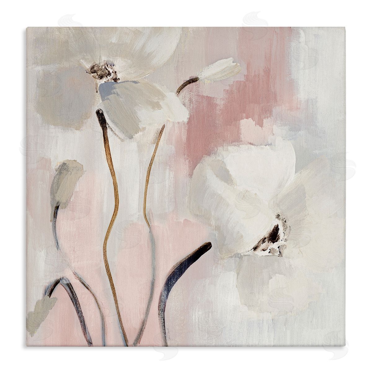 Abstract White Blooms Canvas Wall Art, Home Decor by Lanie Loreth