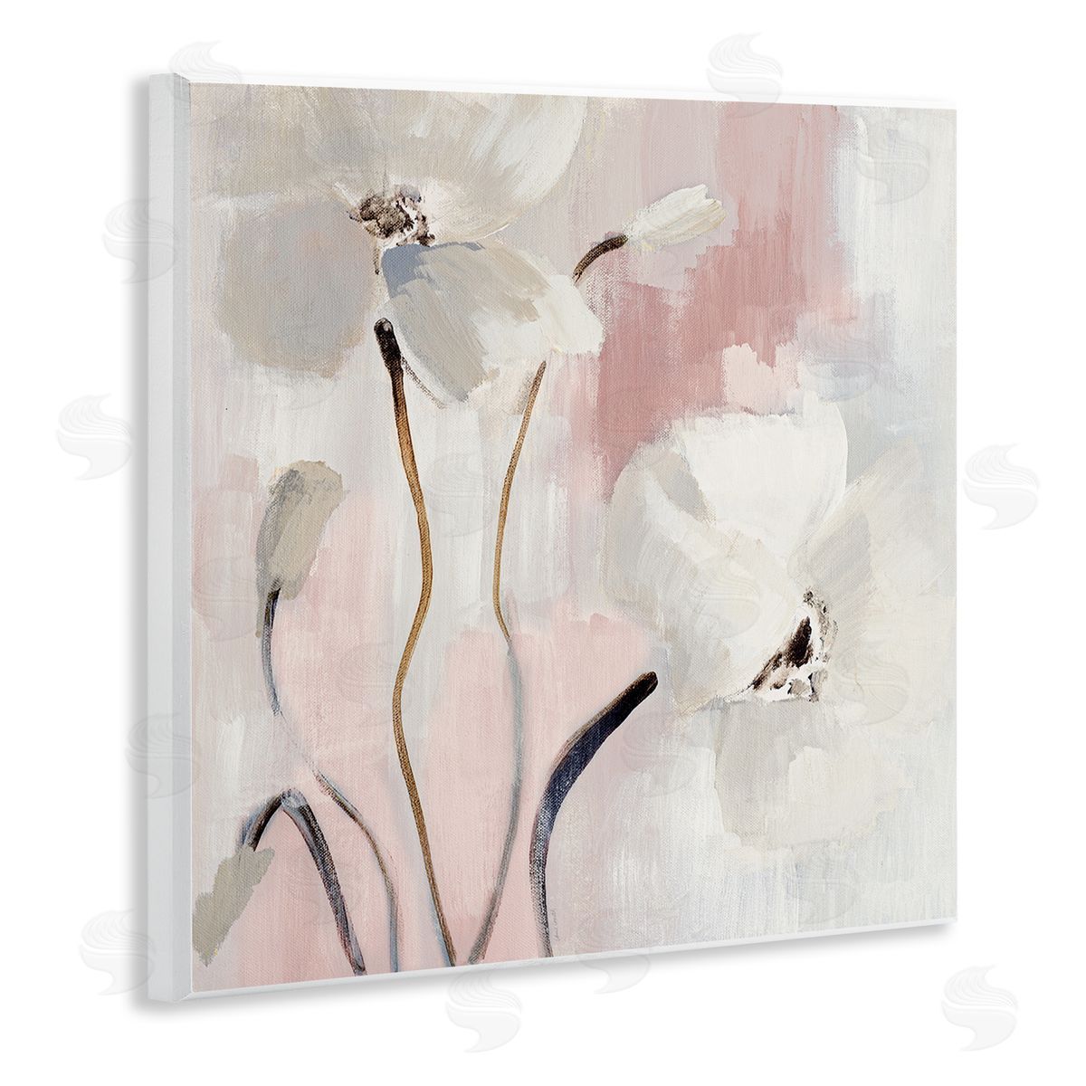 Abstract White Blooms Wood Plaque Wall Art, Home Decor by Lanie Loreth