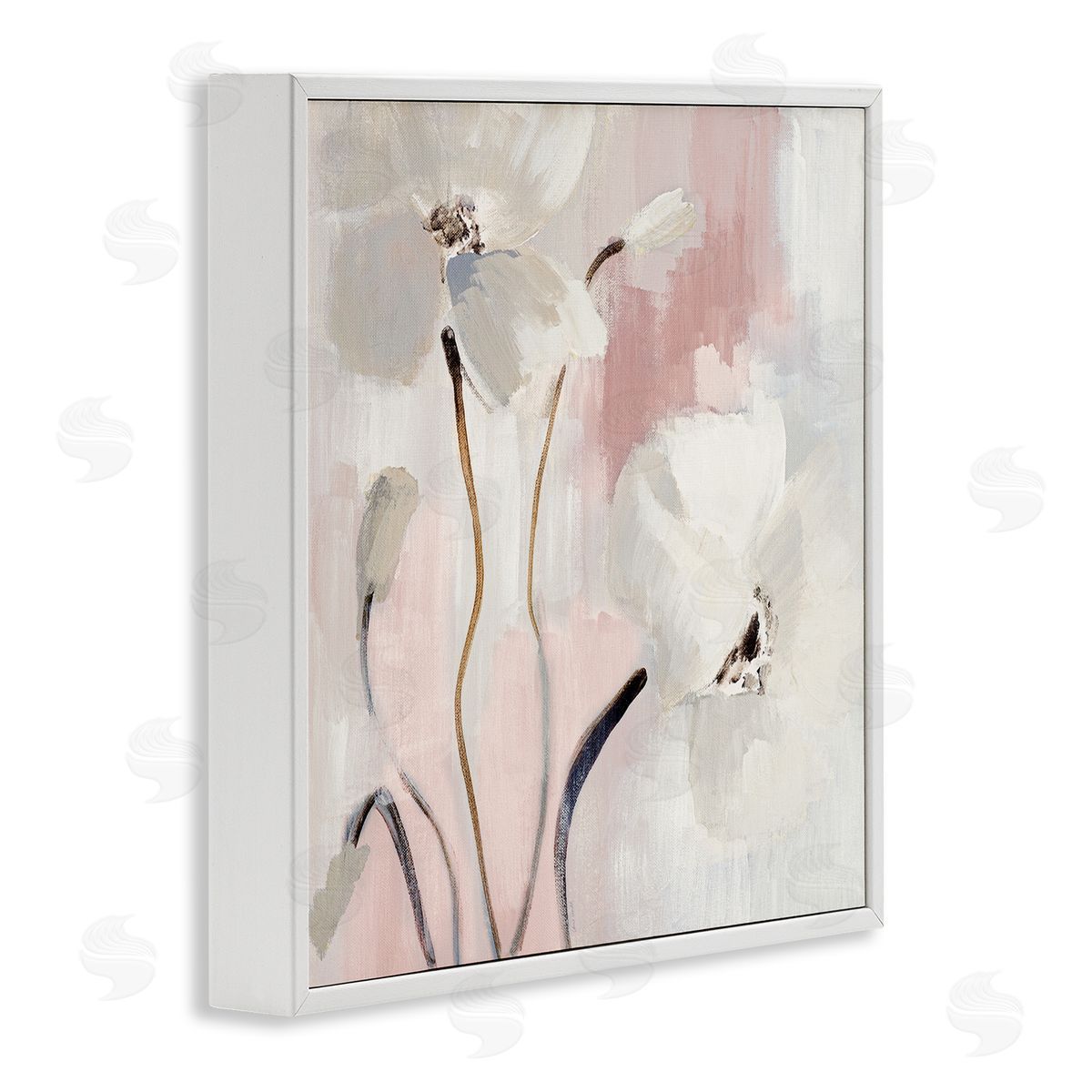 Abstract White Blooms White Frame Print Wall Art, Home Decor by Lanie Loreth