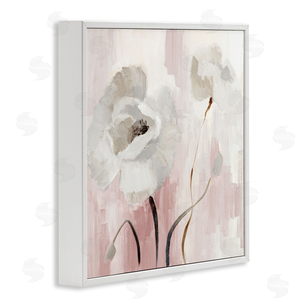 Abstract White Blossoms White Frame Print Wall Art, Home Decor by Lanie Loreth
