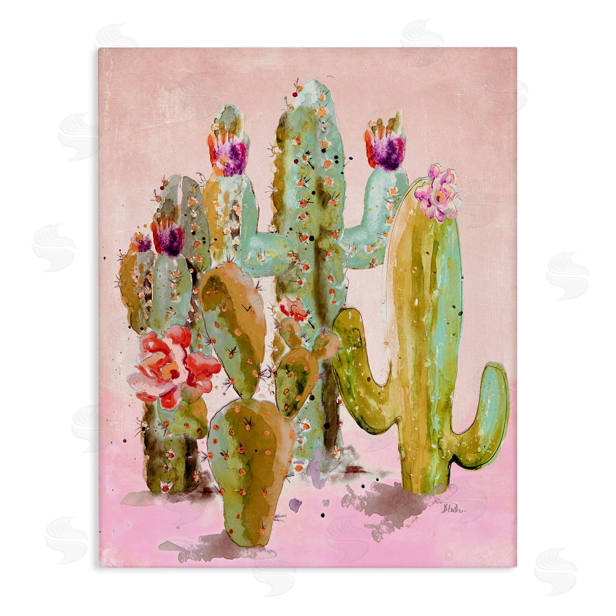 Fun Floral Cacti Canvas Wall Art, Home Decor by Patricia Pinto