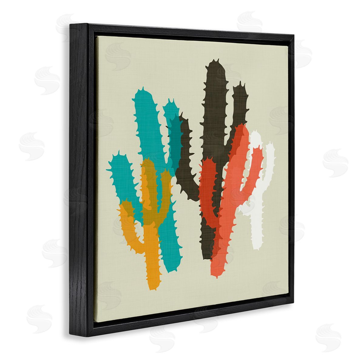 Layered Bold Cacti Black Floating Frame Canvas Wall Art, Home Decor by Sd Graphics Studio