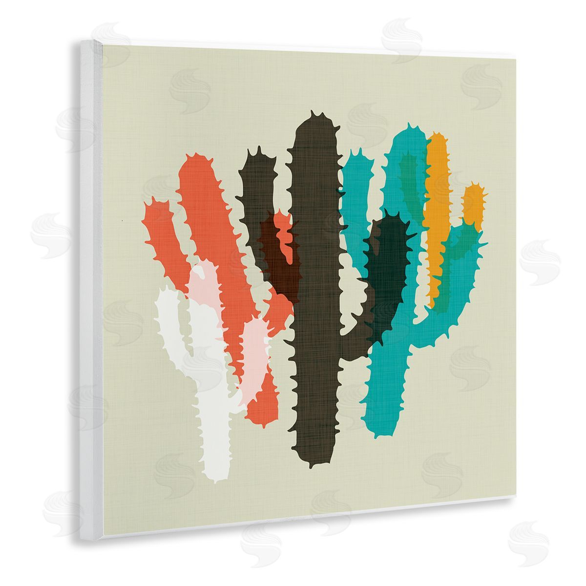 Overlapping Cactus Pattern Wood Plaque Wall Art, Home Decor by Sd Graphics Studio