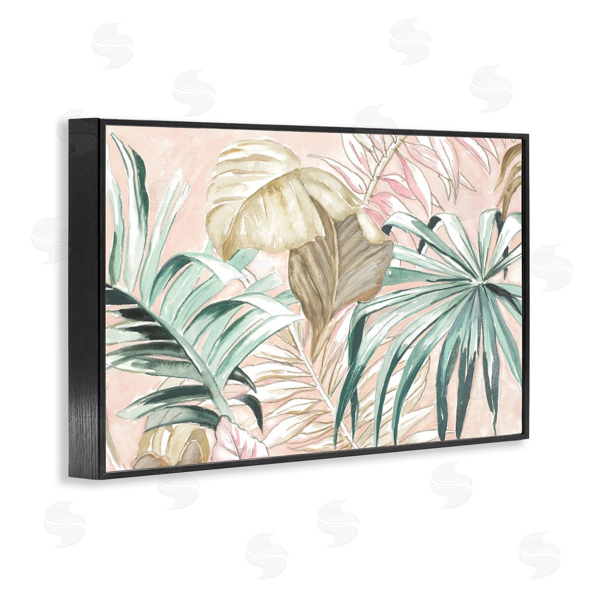 Soft Tropical Leaves Black Frame Print Wall Art, Home Decor by Patricia Pinto