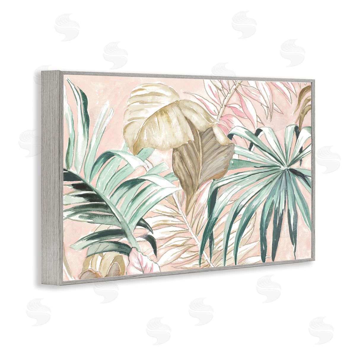 Soft Tropical Leaves Grey Frame Print Wall Art, Home Decor by Patricia Pinto