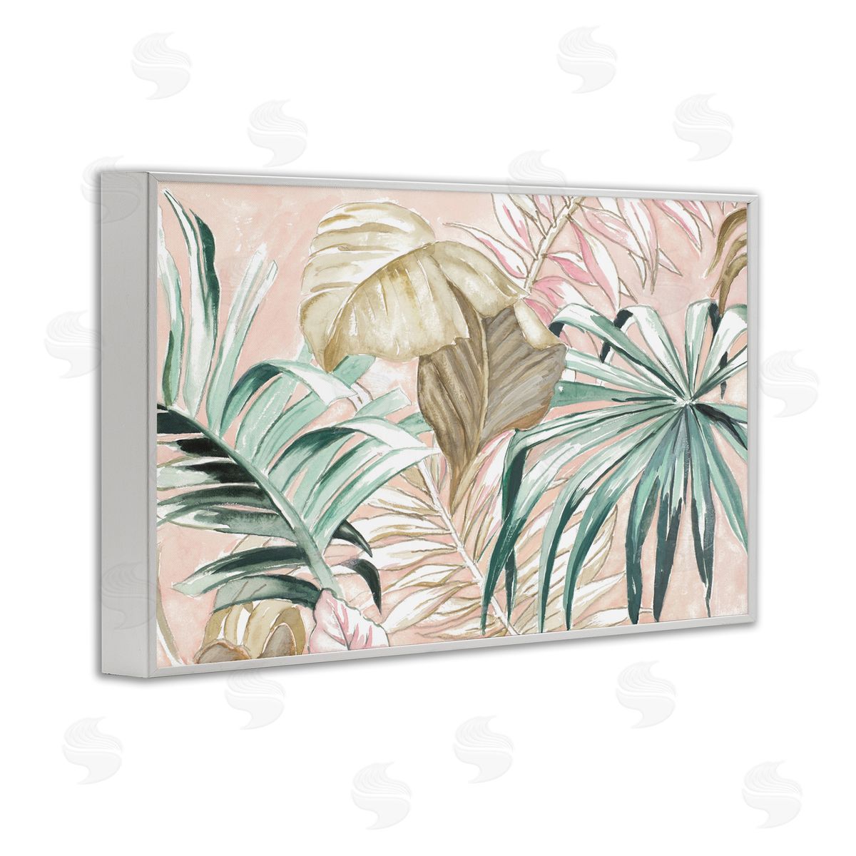 Soft Tropical Leaves White Frame Print Wall Art, Home Decor by Patricia Pinto
