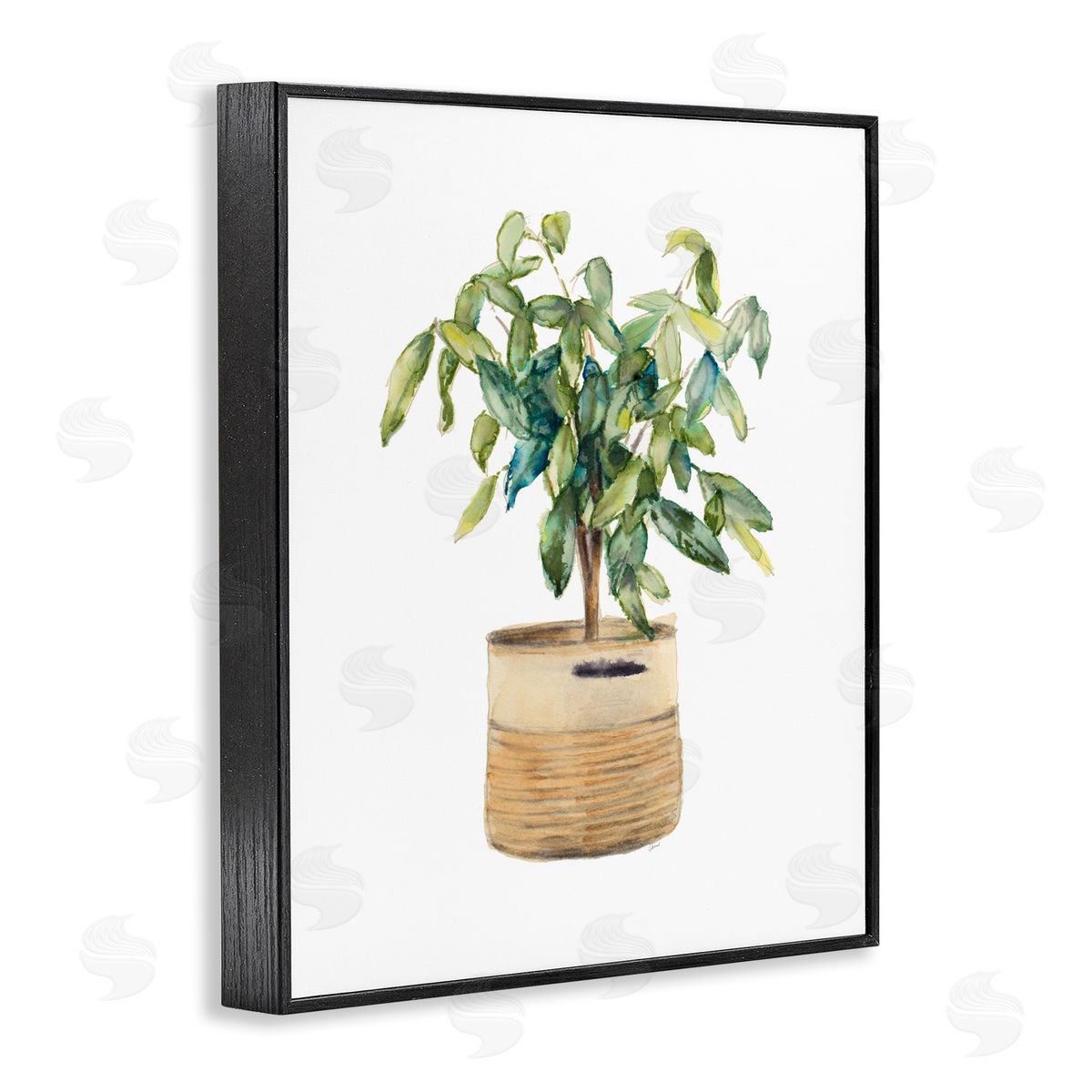 Potted Plant Greenery Black Frame Print Wall Art, Home Decor by Lanie Loreth