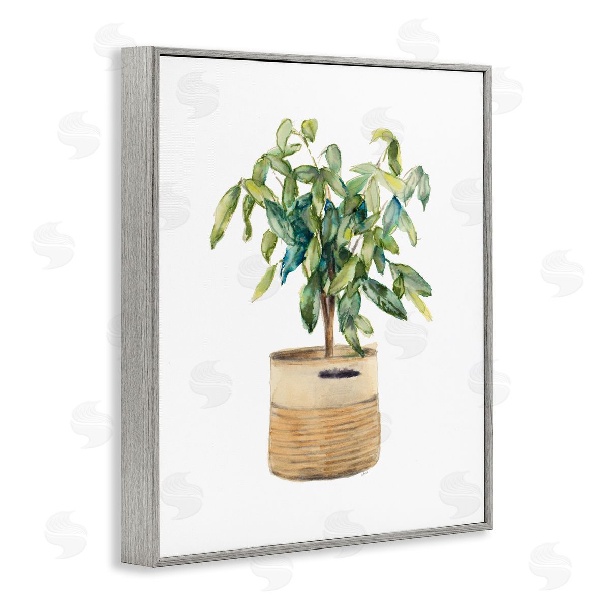 Potted Plant Greenery Grey Frame Print Wall Art, Home Decor by Lanie Loreth
