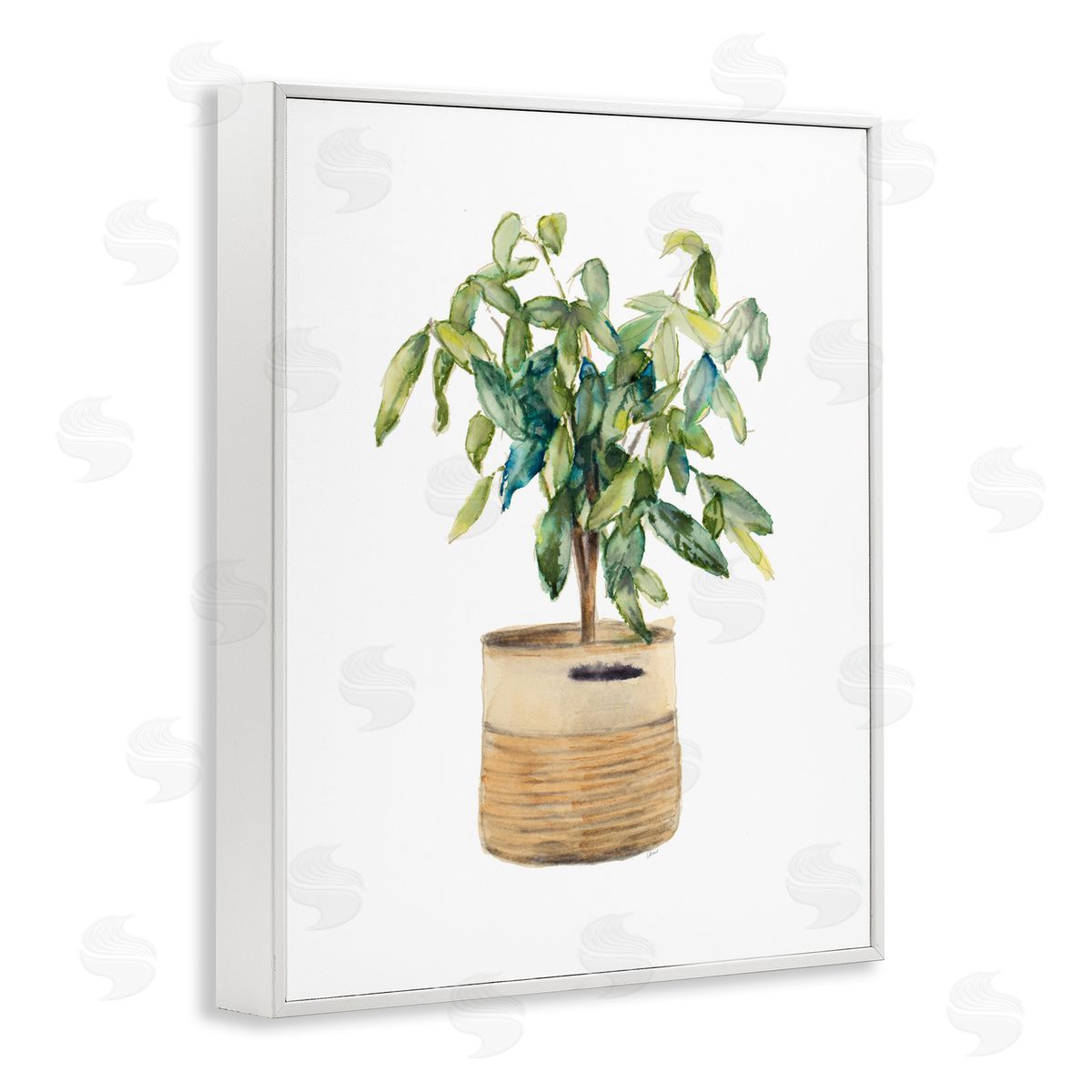 Potted Plant Greenery White Frame Print Wall Art, Home Decor by Lanie Loreth