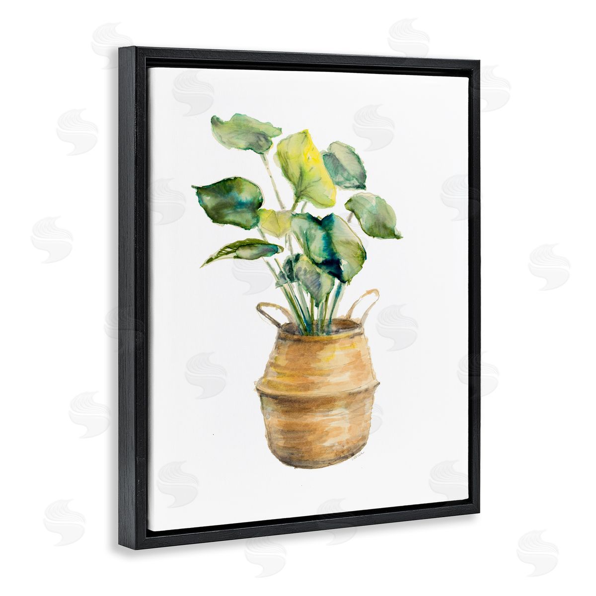 Plant In Pottery Black Floating Frame Canvas Wall Art, Home Decor by Lanie Loreth