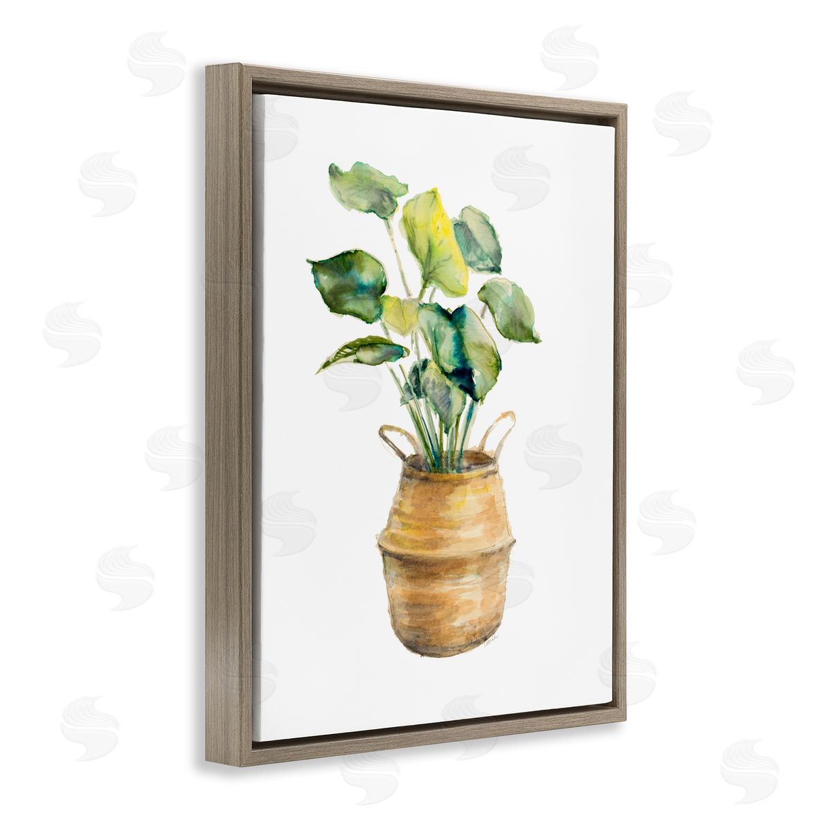 Plant In Pottery Brown Floating Frame Canvas Wall Art, Home Decor by Lanie Loreth