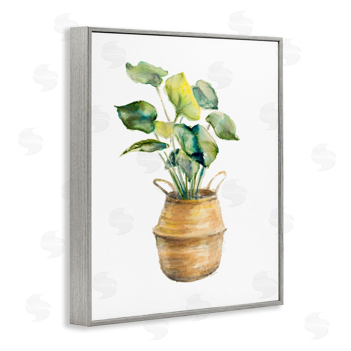 Plant In Pottery Grey Frame Print Wall Art, Home Decor by Lanie Loreth