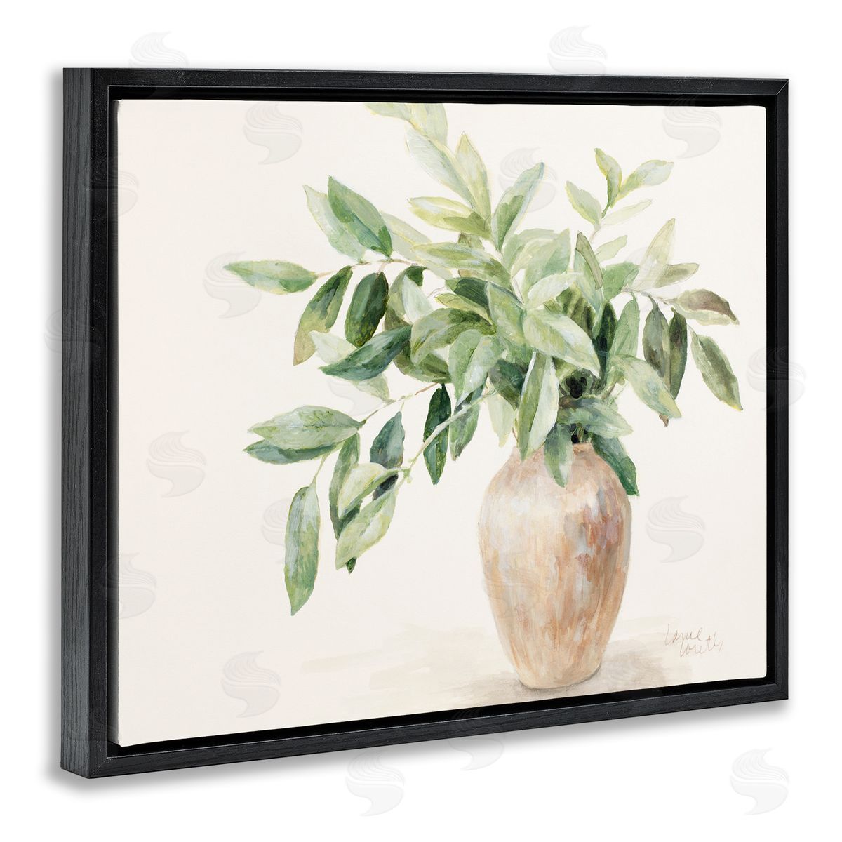 Ivy Potted Plant Black Floating Frame Canvas Wall Art, Home Decor by Lanie Loreth