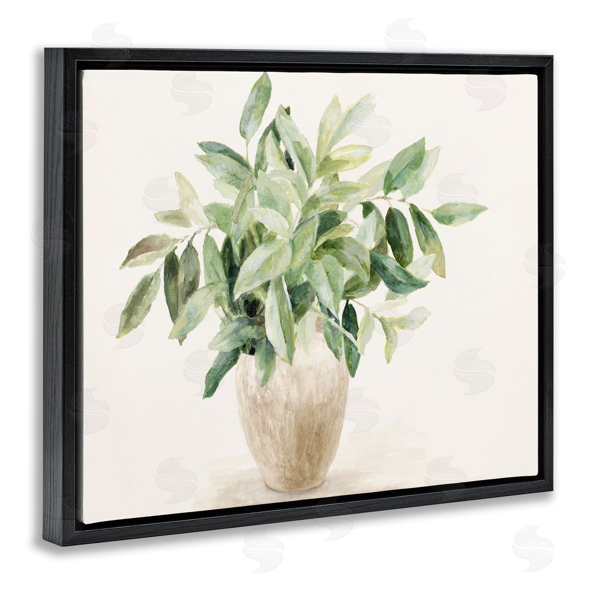 Neutral Potted Plant Black Floating Frame Canvas Wall Art, Home Decor by Lanie Loreth