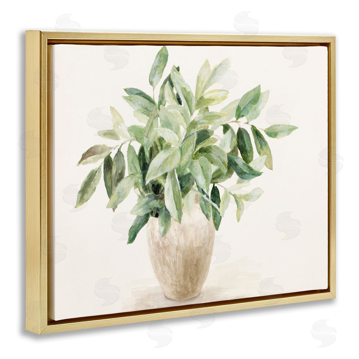 Neutral Potted Plant Gold Floating Frame Canvas Wall Art, Home Decor by Lanie Loreth