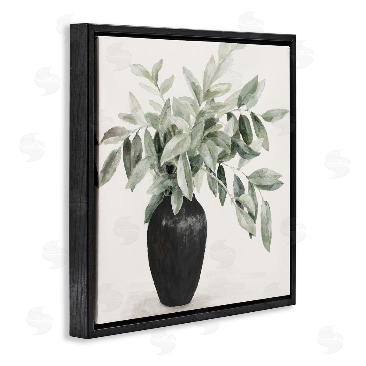 Plant in Black Vase Black Floating Frame Canvas Wall Art, Home Decor by Lanie Loreth