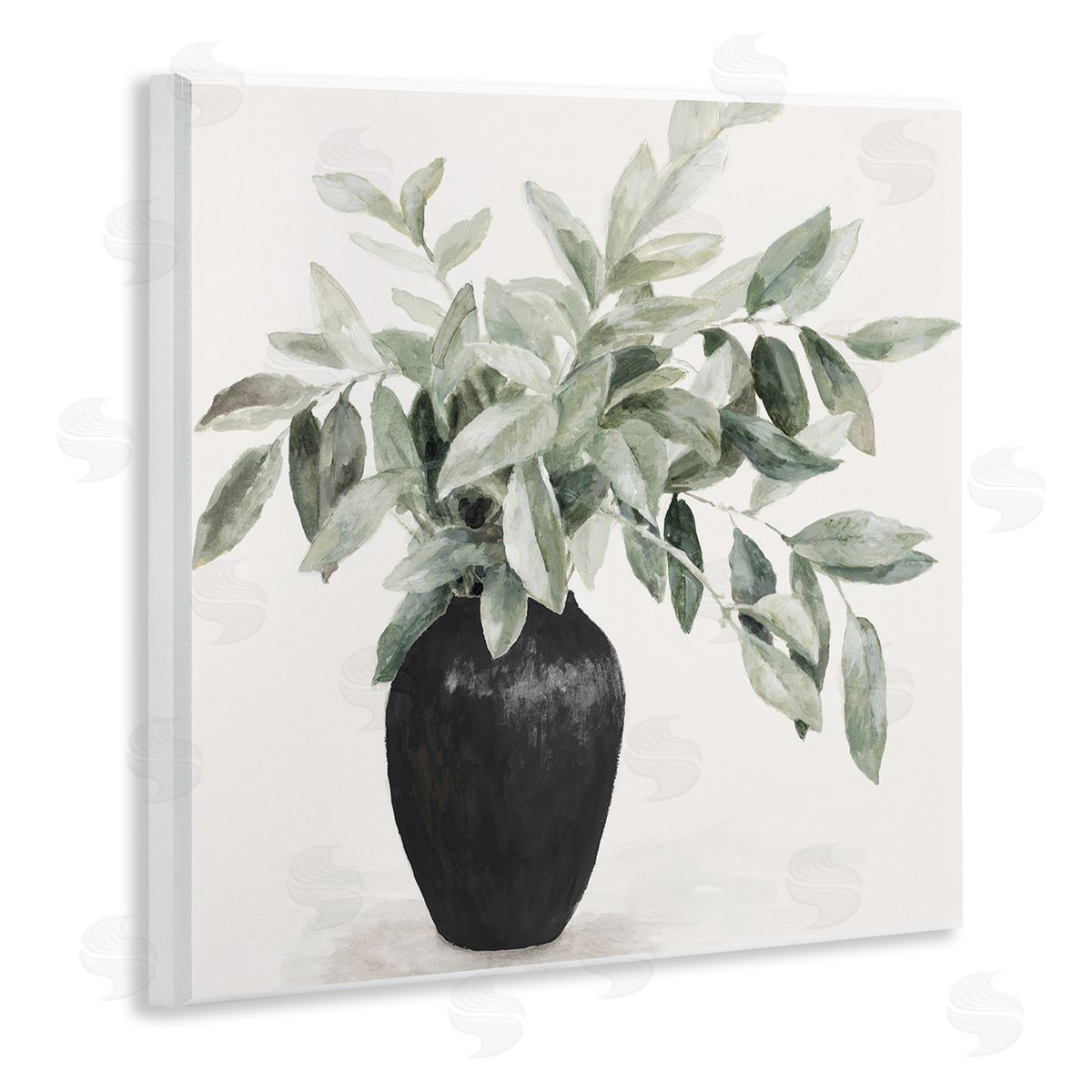 Plant in Black Vase Wood Plaque Wall Art, Home Decor by Lanie Loreth