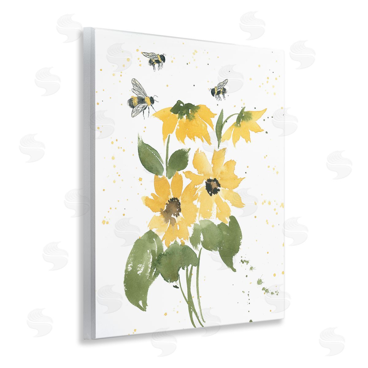 Bumble Bees and Daisies Wood Plaque Wall Art, Home Decor by Lucille Price