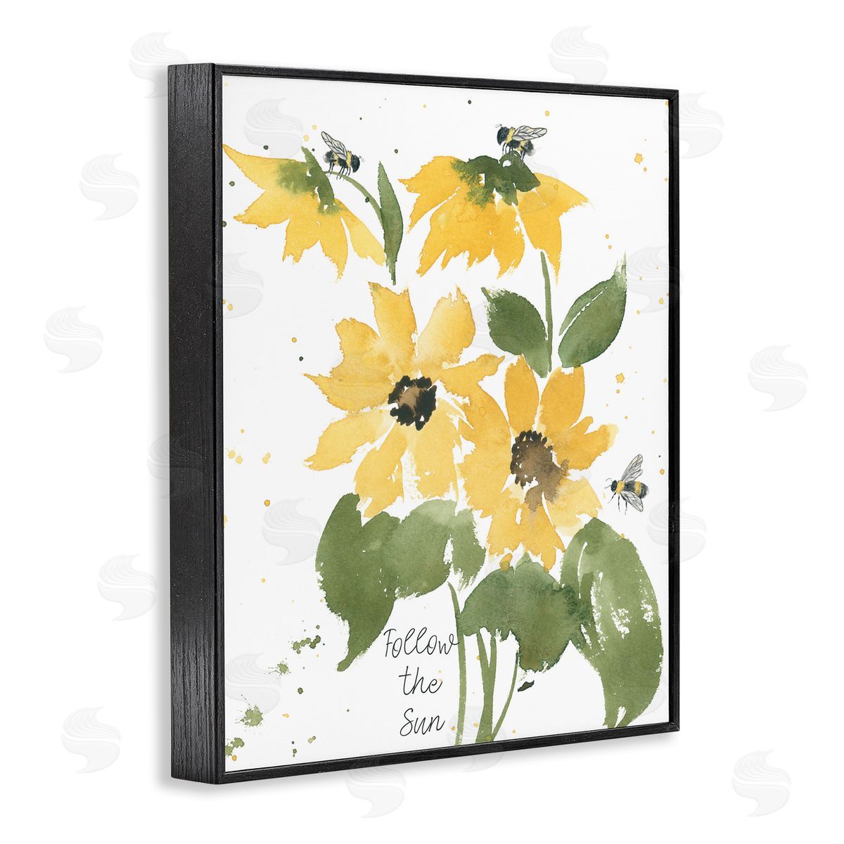 Follow The Sun Phrase Black Frame Print Wall Art, Home Decor by Lucille Price