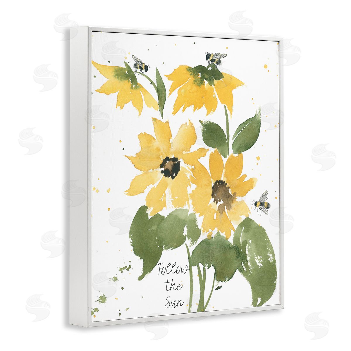 Follow The Sun Phrase White Frame Print Wall Art, Home Decor by Lucille Price