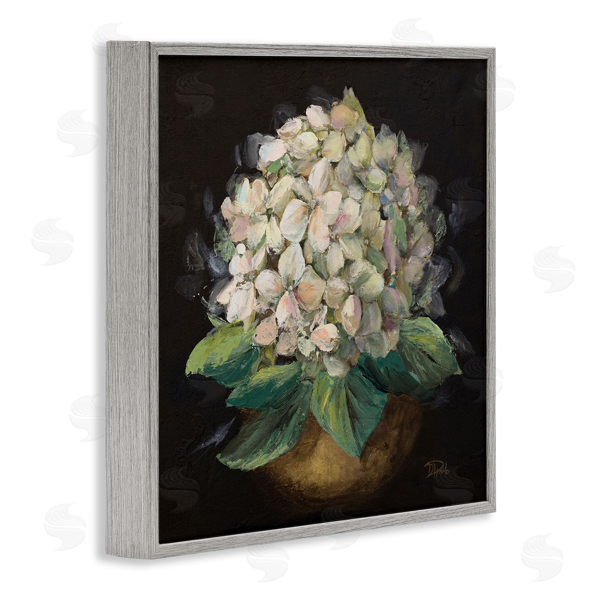 Patricia Pinto Potted Hydrangea Plant Gray Framed Giclee Wall Art Print