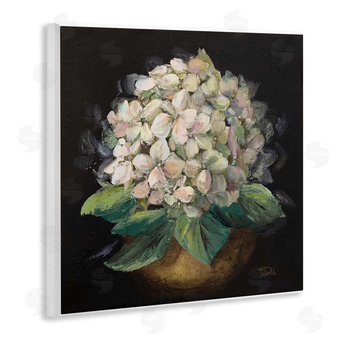 Patricia Pinto Potted Hydrangea Plant Wooden Wall Plaque Art Print