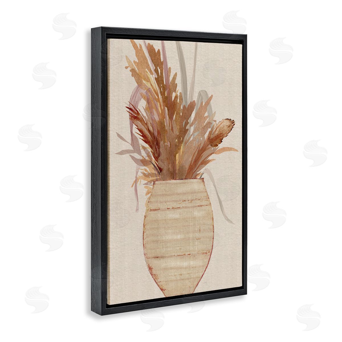 Rustic Wheat and Pottery Black Floating Frame Canvas Wall Art, Home Decor by Susan Jill