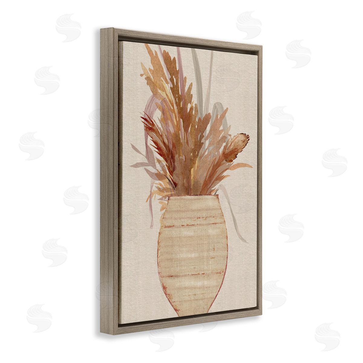 Rustic Wheat and Pottery Brown Floating Frame Canvas Wall Art, Home Decor by Susan Jill
