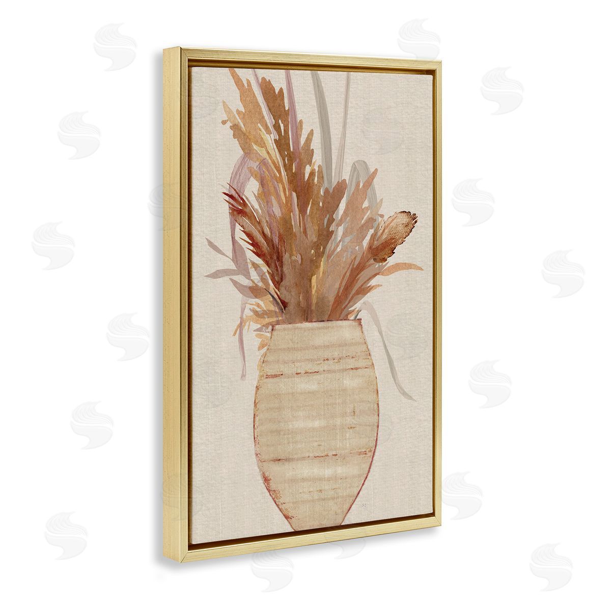 Rustic Wheat and Pottery Gold Floating Frame Canvas Wall Art, Home Decor by Susan Jill