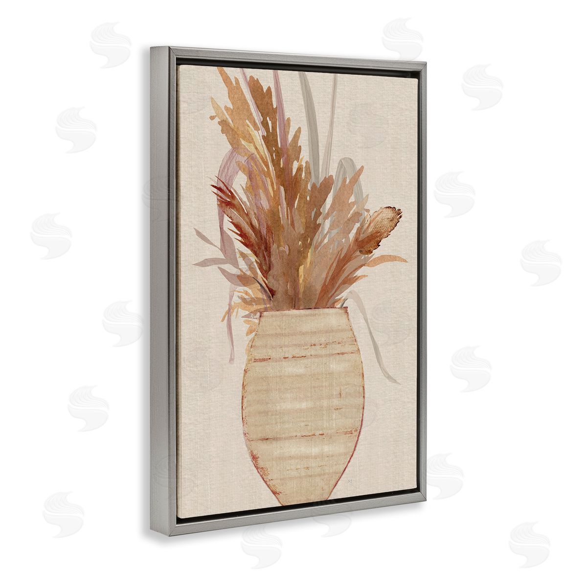 Rustic Wheat and Pottery Grey Floating Frame Canvas Wall Art, Home Decor by Susan Jill