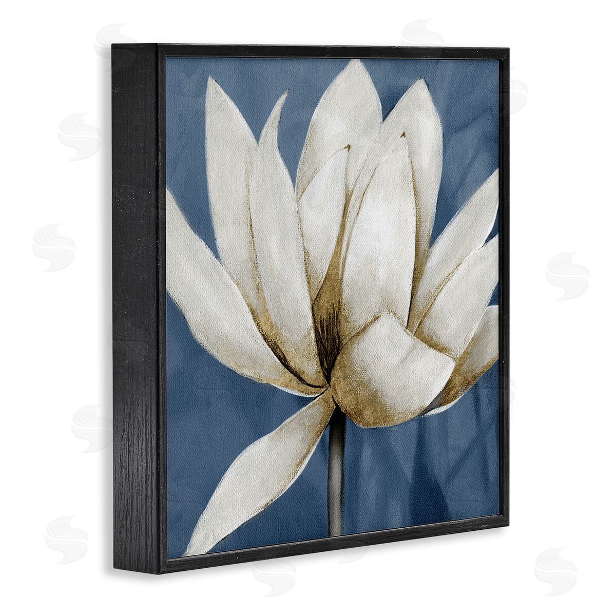 White Lotus Blooms Black Frame Print Wall Art, Home Decor by Carol Robinson