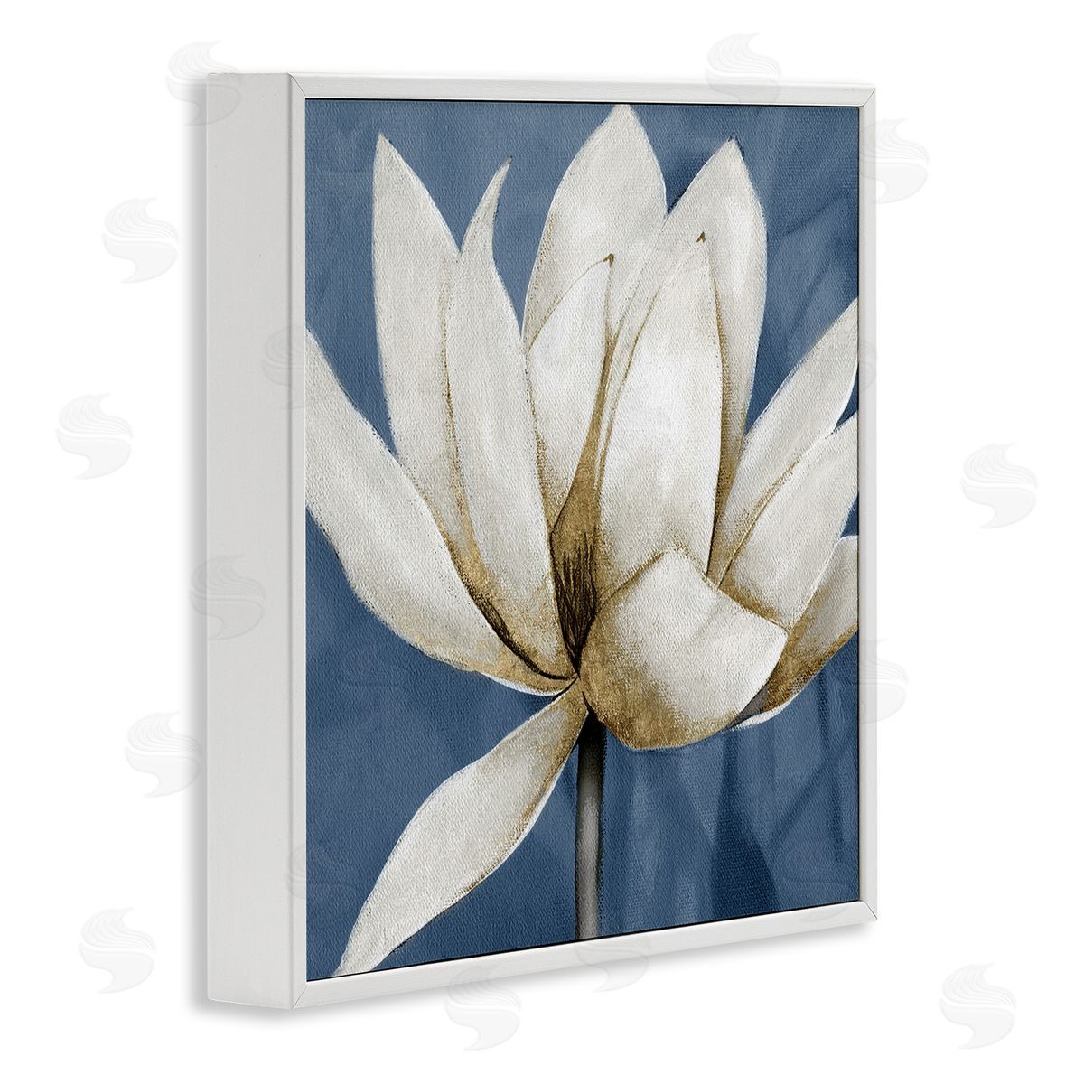 White Lotus Blooms White Frame Print Wall Art, Home Decor by Carol Robinson