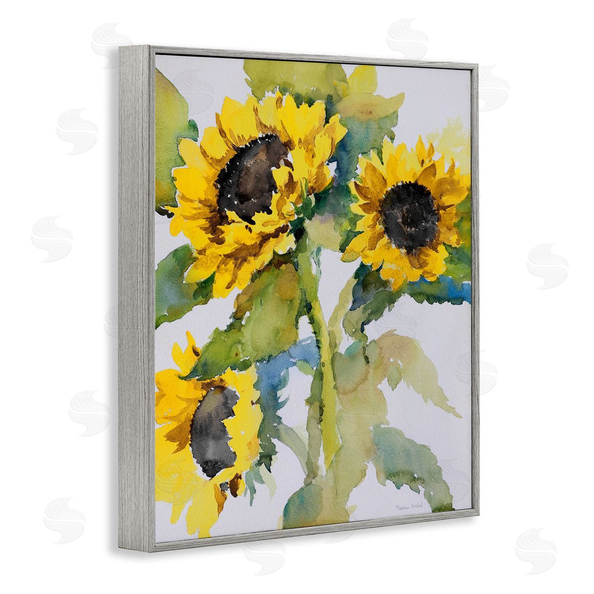 Bright Blooming Bouquet Grey Frame Print Wall Art, Home Decor by Theresa Heidel
