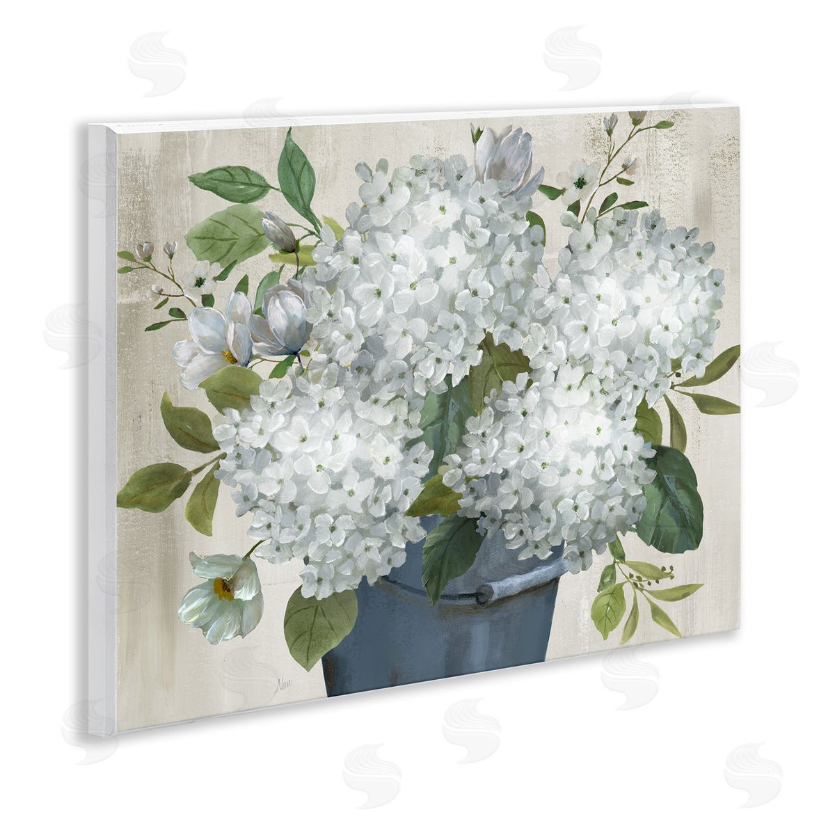 Country Hydrangea Vase Wood Plaque Wall Art, Home Decor by Nan