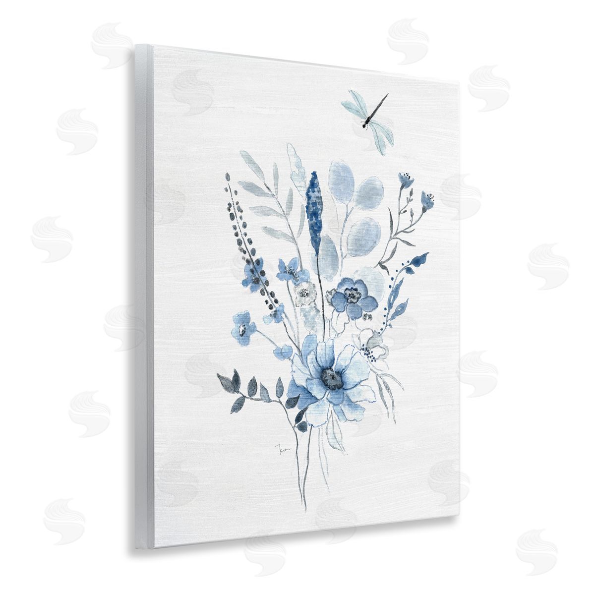 Soft Blue Wildflowers Wood Plaque Wall Art, Home Decor by Janet Tava