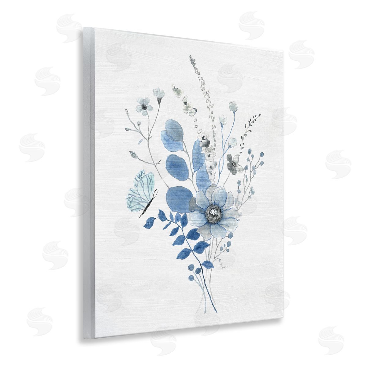 Subtle Blue Wildflowers Wood Plaque Wall Art, Home Decor by Janet Tava