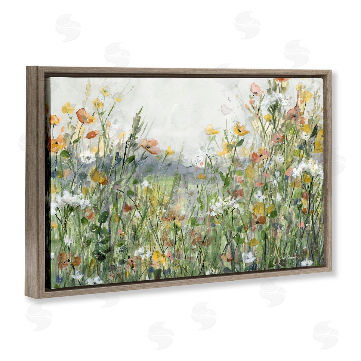 Quiet Natural Meadow Brown Floating Frame Canvas Wall Art, Home Decor by Carol Robinson