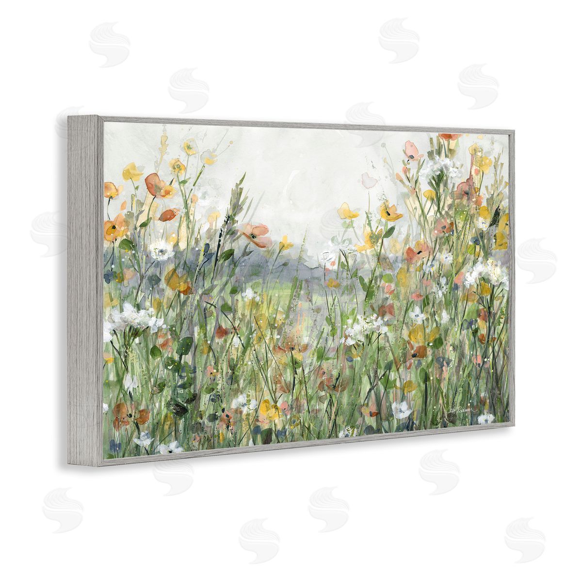 Quiet Natural Meadow Grey Frame Print Wall Art, Home Decor by Carol Robinson