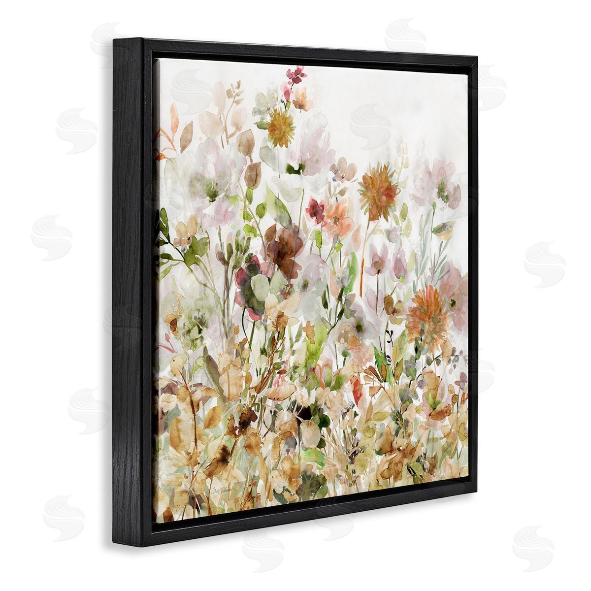 Mixed Garden Florals Black Floating Frame Canvas Wall Art, Home Decor by Carol Robinson