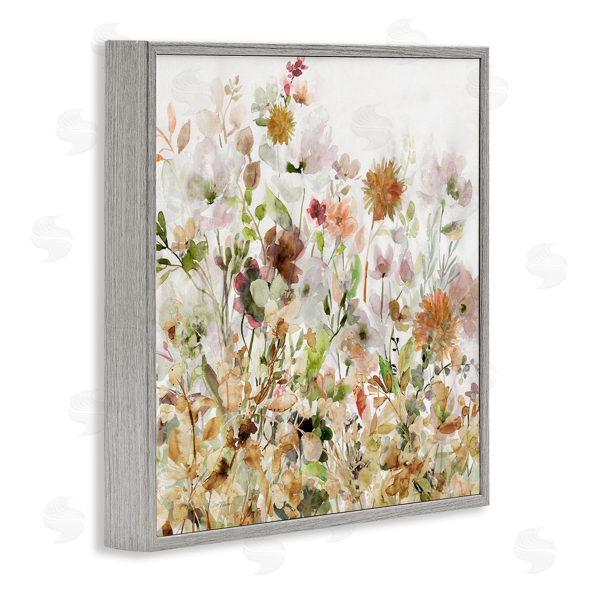 Mixed Garden Florals Grey Frame Print Wall Art, Home Decor by Carol Robinson