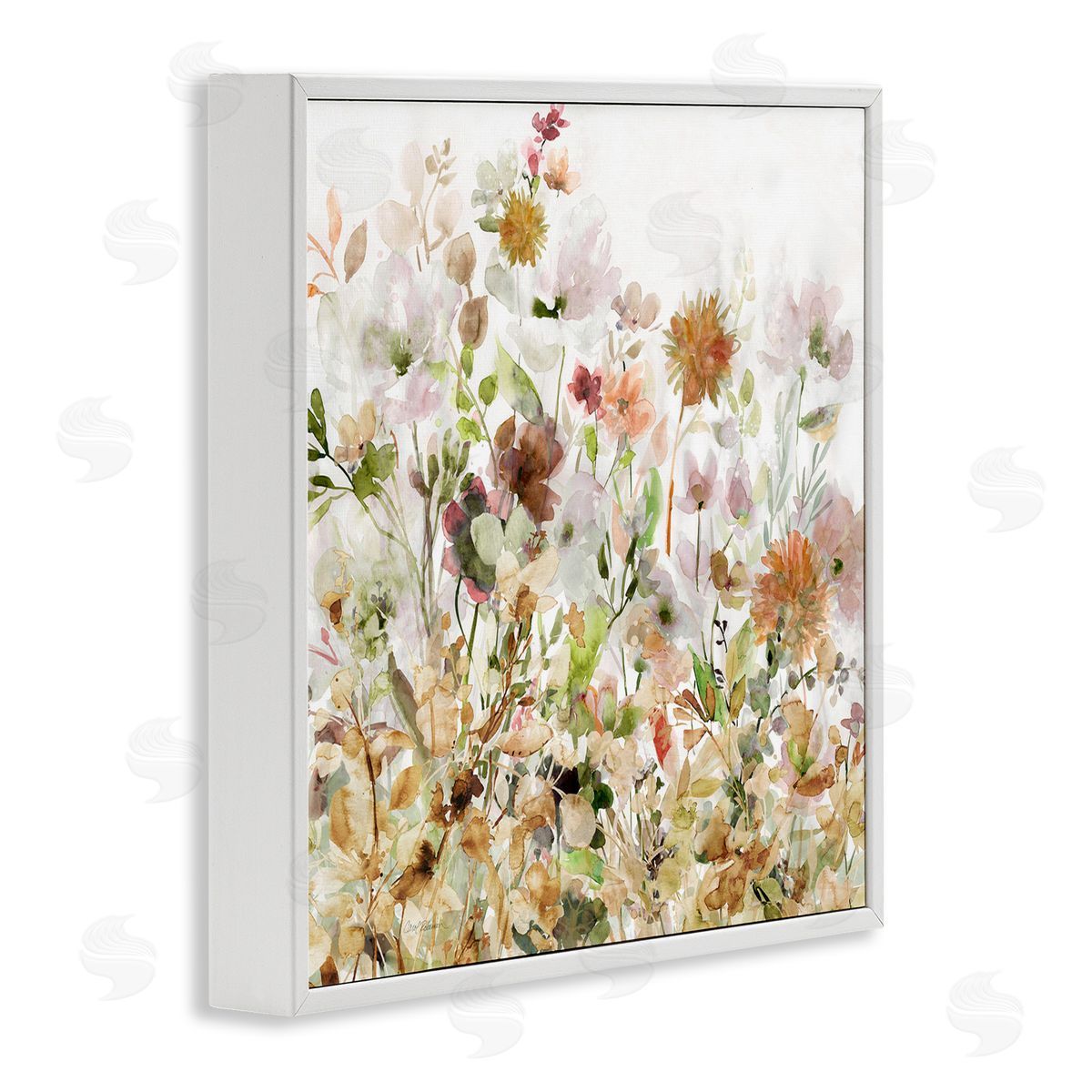 Mixed Garden Florals White Frame Print Wall Art, Home Decor by Carol Robinson