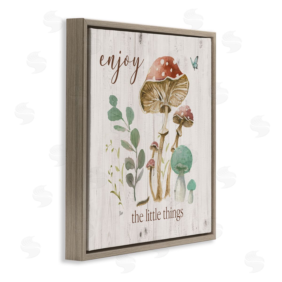 Nan Enjoy Little Things Brown Floating Frame Canvas Wall Art Print